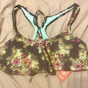 NWT Arizona Jean Company Floral Sports Bra or Swim Top, Multicolor, Size Medium